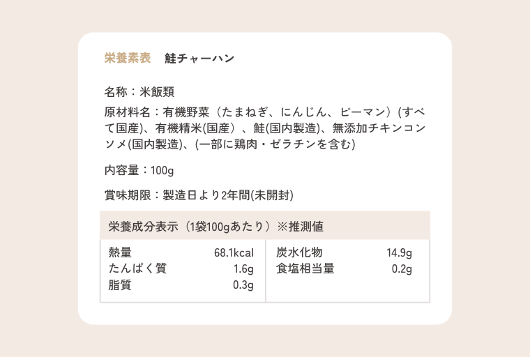 鮭チャーハン 栄養成分表示